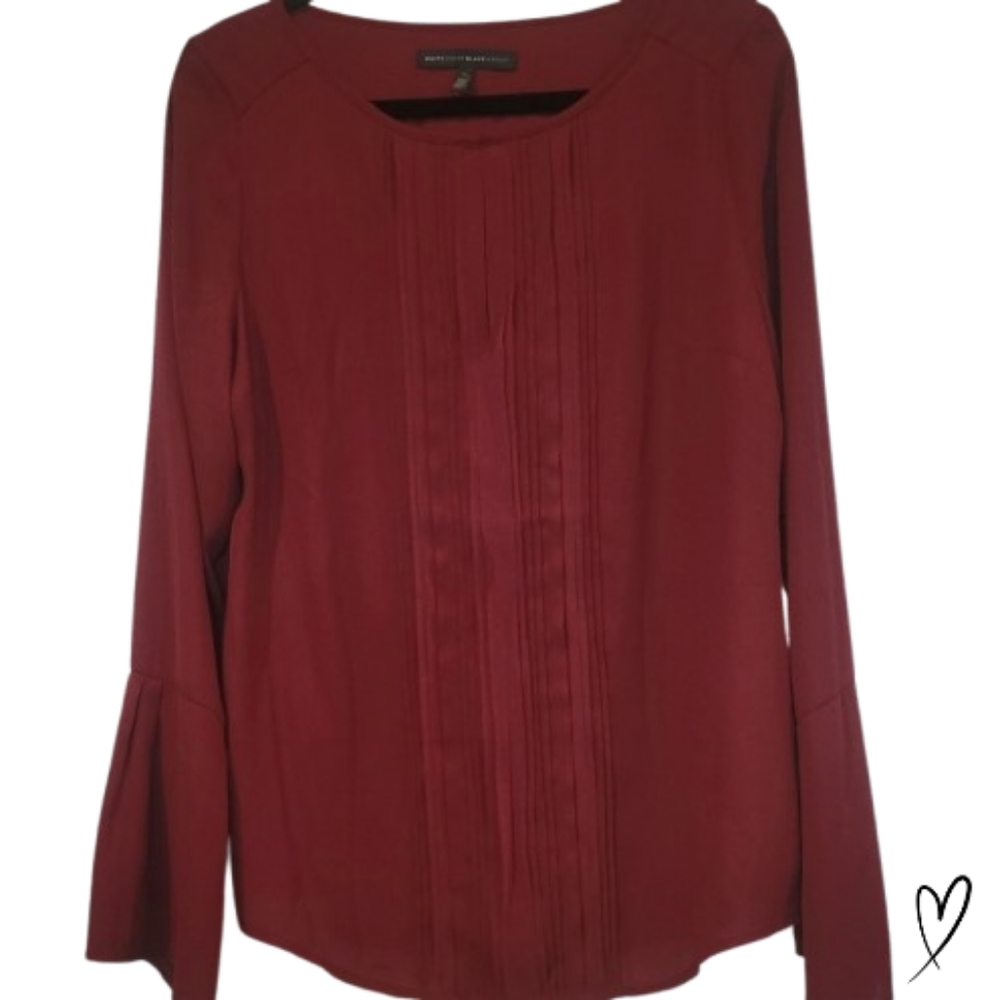 White House Black Market Blouse in Red wine color, long sleeve 12 - Picture 1 of 7